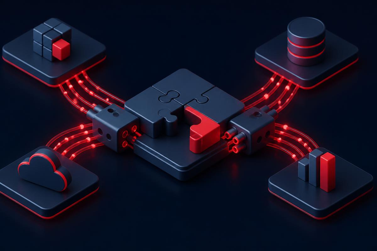 Illustration of connected platforms and API systems integration