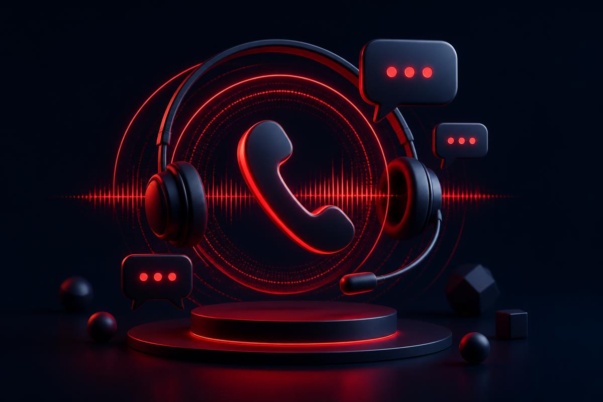Illustration of an AI receptionist handling calls and customer chats