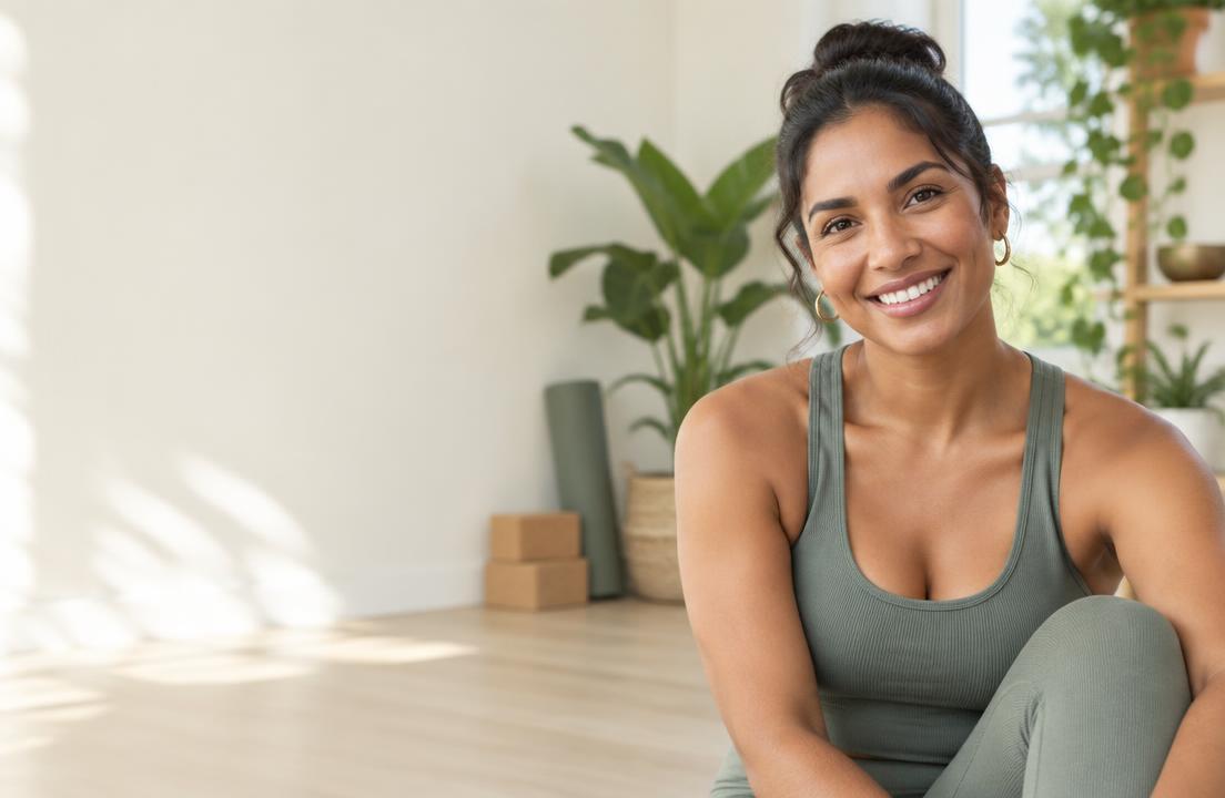 Design concept showing a smiling client in a bright modern wellness studio