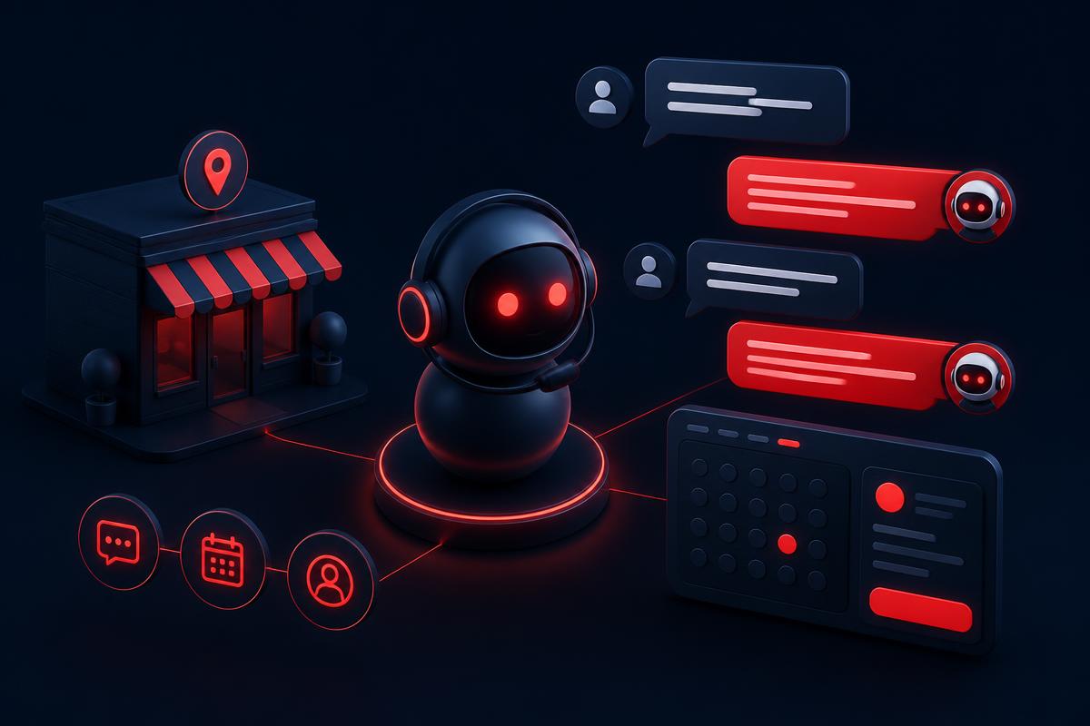 AI chat and voice agent handling customer messages and bookings for a local business