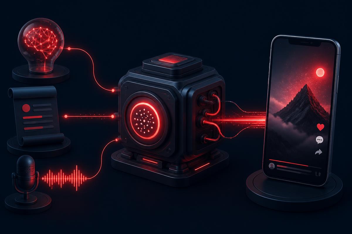 AI content pipeline turning an idea into a short vertical video