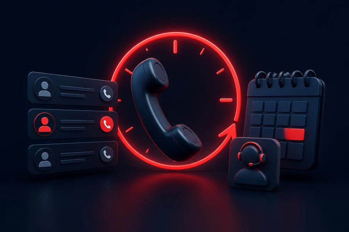 Illustration of an AI receptionist handling calls and bookings