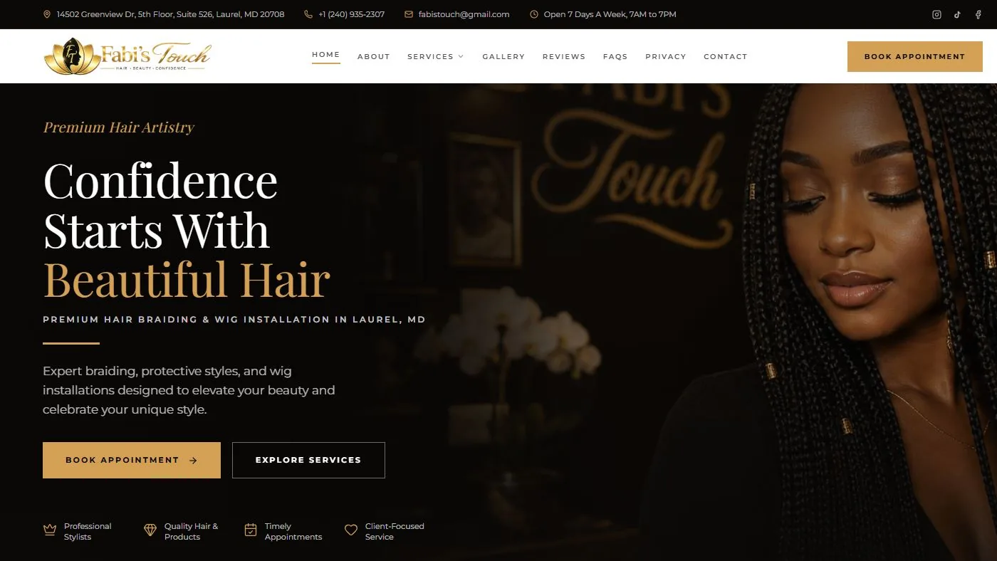 Fabi's Touch website homepage preview